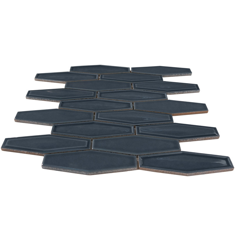 Carreau de mosaïque en porcelaine nid d'abeille 1,5 po x 4,9 po, Bleu
