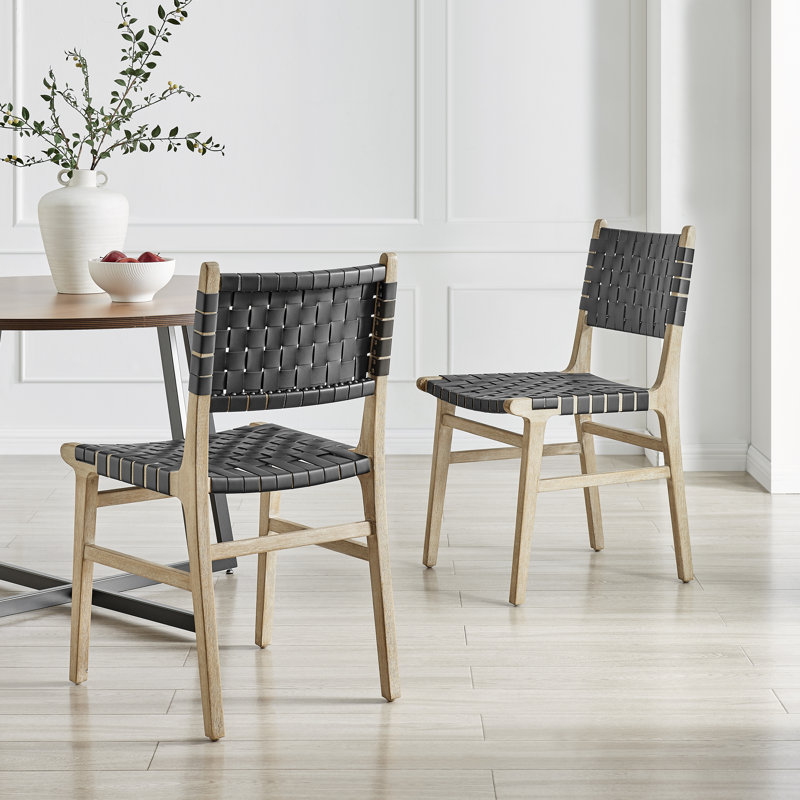 Brazier 19'' H Solid Wood Side Chair, Black/Drift Wood