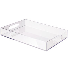 mDesign Acrylic Rectangular Serving Tray with Handles, Medium, 2 Pack -  Clear