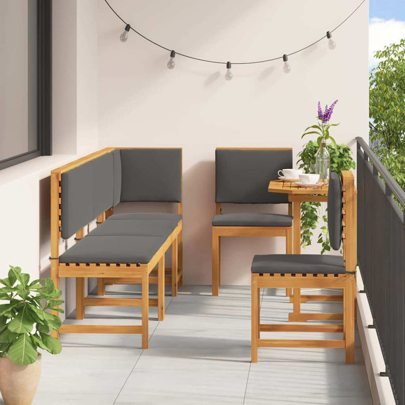 Ensemble bistro 6 pièces vidaXL Garden, Gris