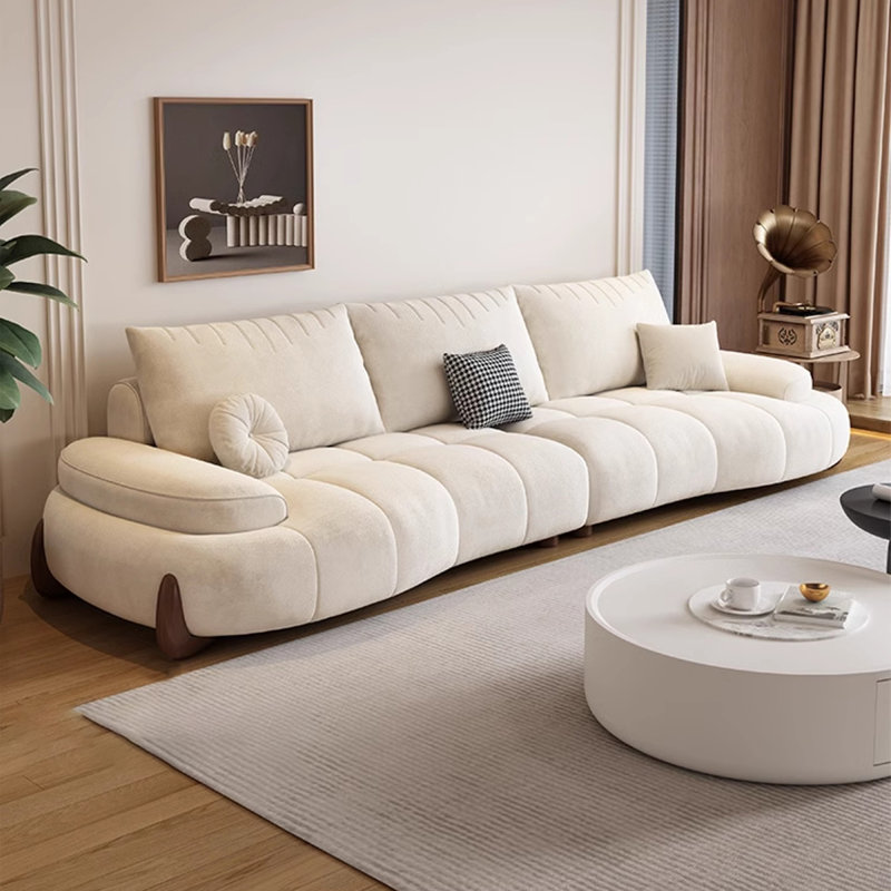 Canapé modulaire en polyester blanc crème, 4, H 34,25 po x l 110,24 po x P 42,13 po