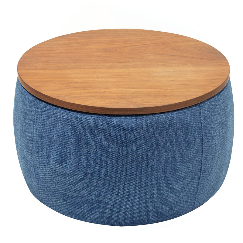 Repose-pieds rond avec rangement, fonction 2 en 1, table de bout et repose-pieds (SEULEMENT OTTOMAN)