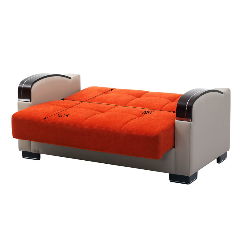 Norridge Mobi Max 65 in. Fabric Upholstered 2-Seater 3-in-1 Sleeper Loveseat Sofa Bed with Storage, Orange