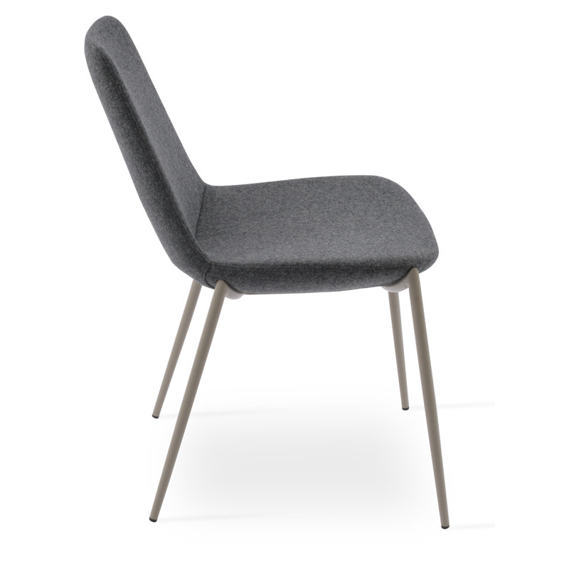 Eiffel 17'' H Upholstered Metal Side Chair, Orange Fabric, Gold/Brass