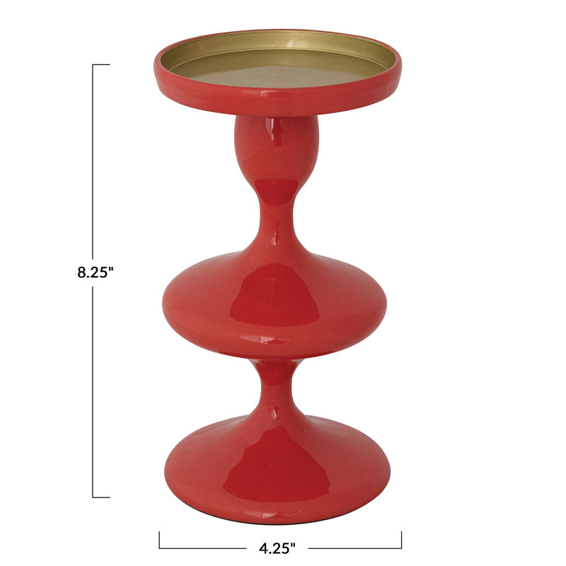 Enameled Aluminum Pillar Candle Holder