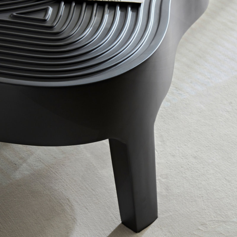 Matte Black Fiberglass Irregular Lift-Top Coffee Table