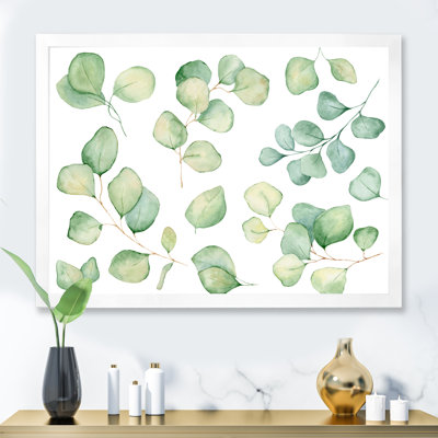 Illustration de feuilles d'eucalyptus isolées sur fond blanc I - Peinture sur toile