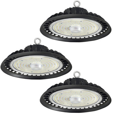 3 Pack Ufo Led High Bay Light 200w 14000 Lumens 5000k Daylight Ip65 Waterproof 0-10 Dimmable 100-277v Stable Lumen For Commercial Warehouses Garages Factories Shops