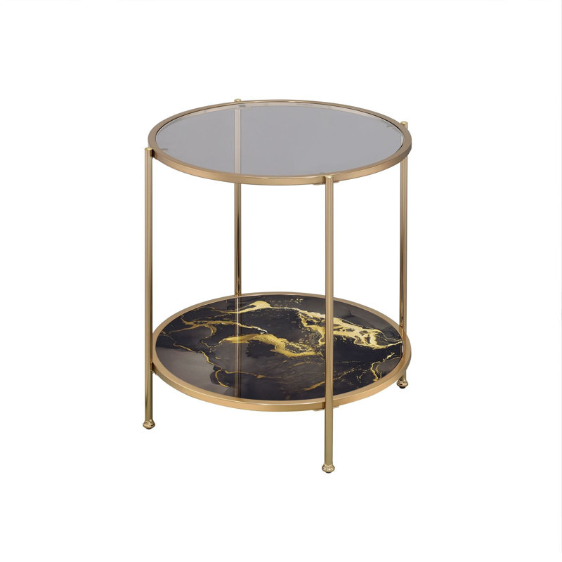 Charmante table de bout en marbre et en verre avec une construction durable et un attrait polyvalent
