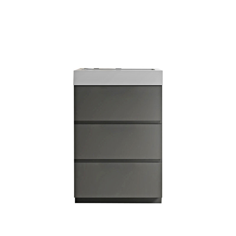 Meuble-lavabo sur pied simple Rosemont, Blanc, gris