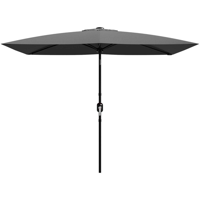 10'X6.5' Rectangular Outdoor Umbrella, with Crank & Push Button Tilt, Gray