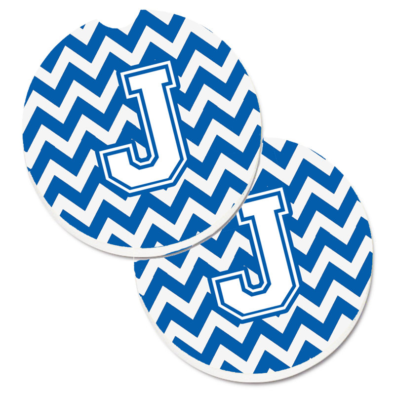 Sous-verre pour voiture, J, Blanc / Bleu