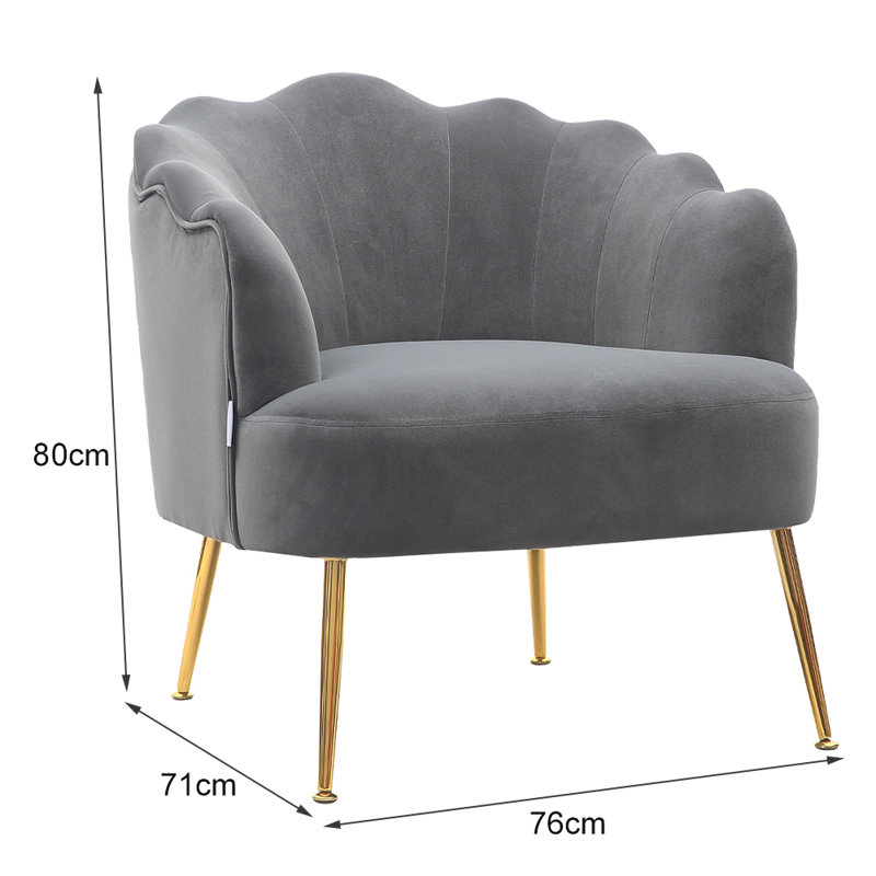 Adriel Upholstered Fabric Barrel Chair, Grey