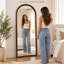 Solid Wood Frame Oval Leaning Mirror