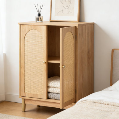 Meuble-lavabo en rotin naturel
