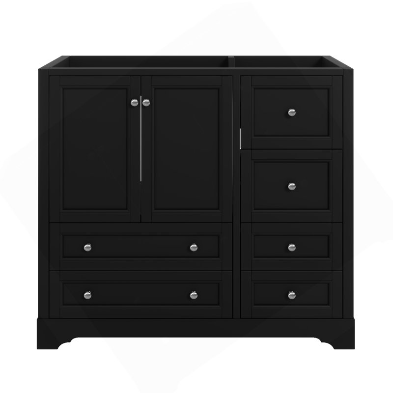 Meuble-lavabo de 36 po sans lavabo, meuble-lavabo autoportant en bois avec 4 tiroirs de rangement et tablette, portes à fermeture douce (PAS D'ÉVIER