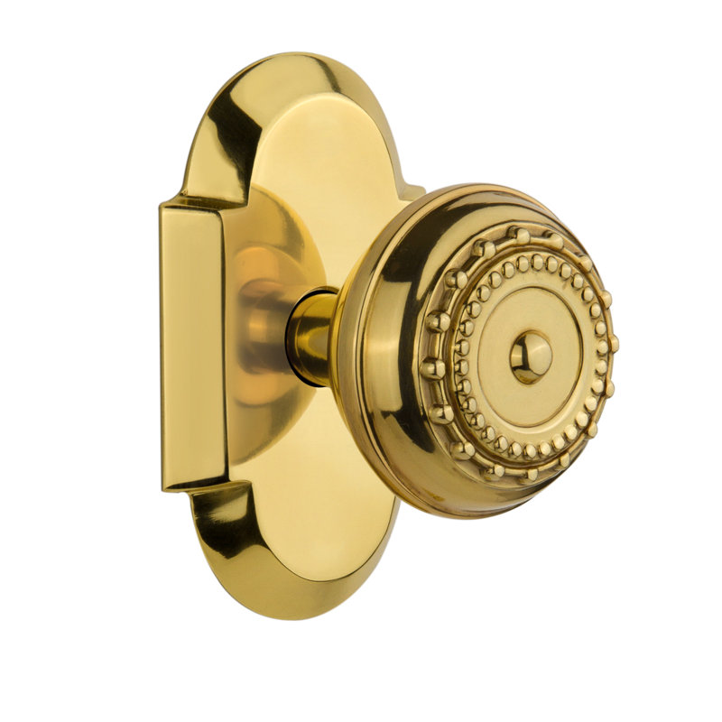 Cottage Plate with Meadows Door Knob, Polished Brass, 2-3/8"