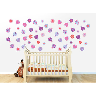 Décalcomanie murale coccinelle et vinyle fleur
