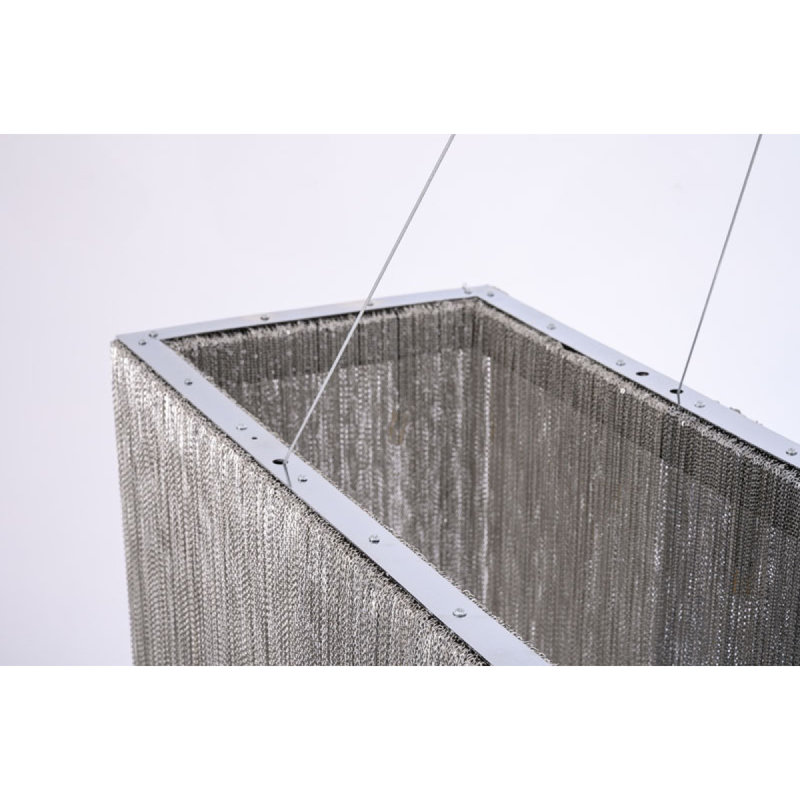 Lustre Alan Mizrahi FONTAINE RECT, 30” Length x 10” Wide x 20” Height, Nickel brossé, Laiton poli