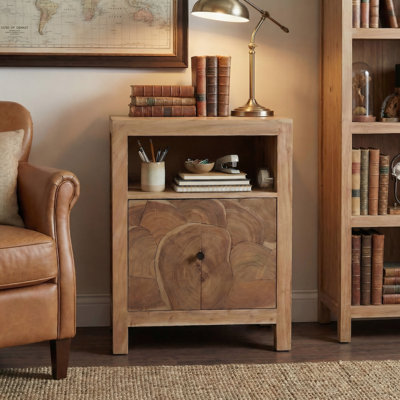 Solid Wood Tree Trunk 1-Drawer Filing Cabinet