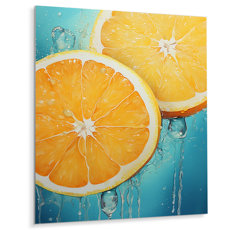 Jaune jaune, orange, agrume, Bounty IV - fruits, art mural en métal, H 20 po x l 12 po x P 1 po
