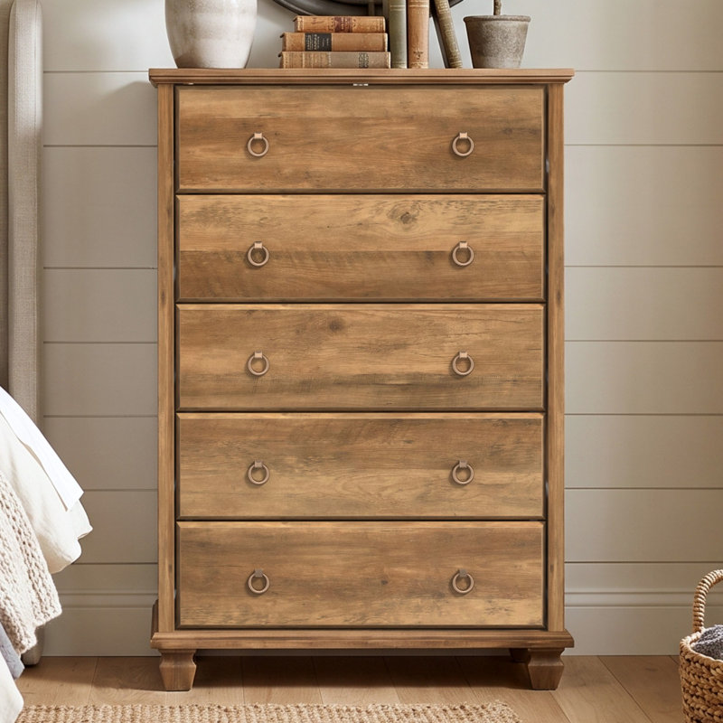 Weston 31.2" W Solid Wood Legs 5-Drawer Dresser for Bedroom