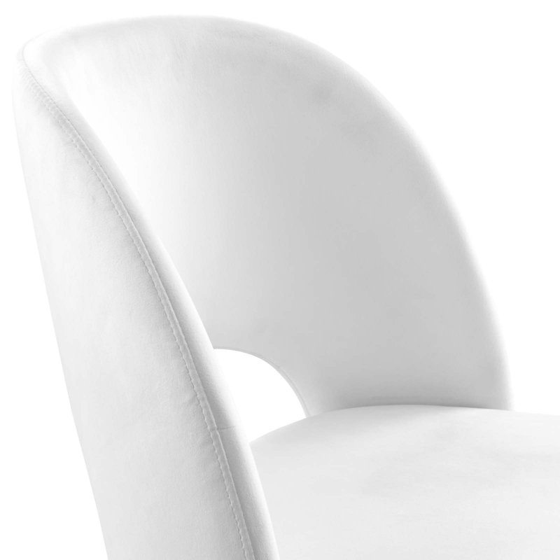White Velvet Upholstered Side Chair with Metal Legs