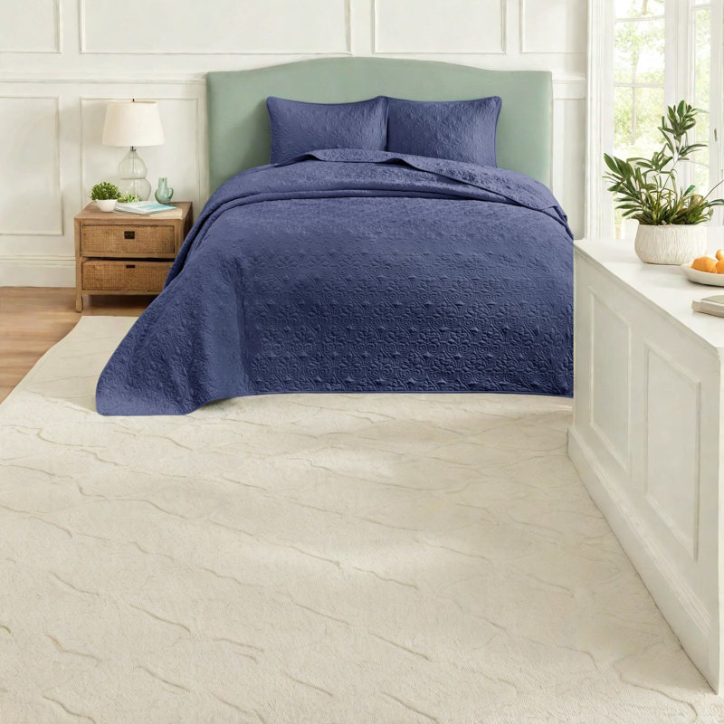 Ensembles de literie réversibles en coton, bleu marine, style maison de campagne pour le confort de la maison