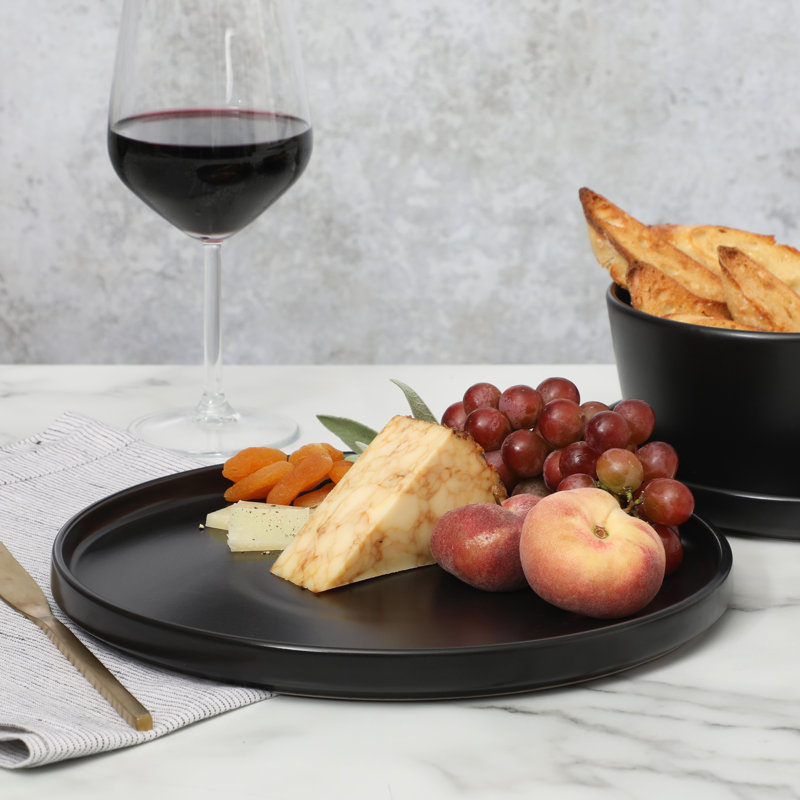 Matte Black Ceramic Stoneware Dinnerware Set - Service for 8