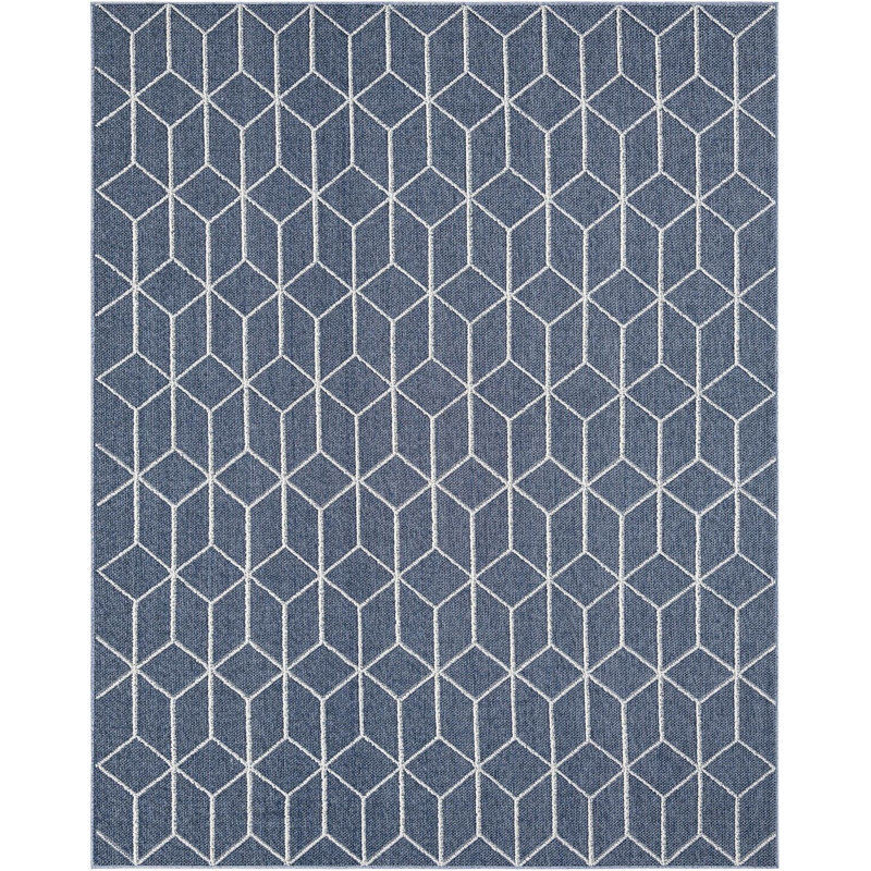 Contemporary Ohanlon Area Rug Navy Blue Color, Rectangle 7'10" x 10'