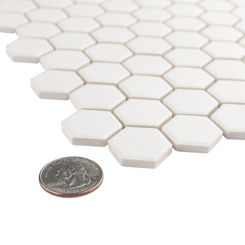 Gotham Porcelain Honeycomb Mosaic Wall & Floor Tile, White
