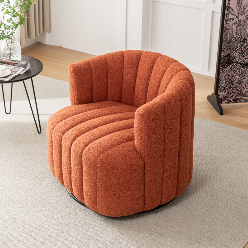 Fauteuil demi-tonneau pivotant rembourré Bryonie, Orange moelleux