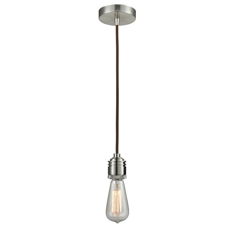 Luminaire suspendu à 1 lumière Cecil, Nickel satiné / brun
