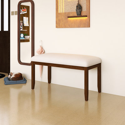 38.00" Wide Entryway Bench With Padded Seat And Solid Wood Leg