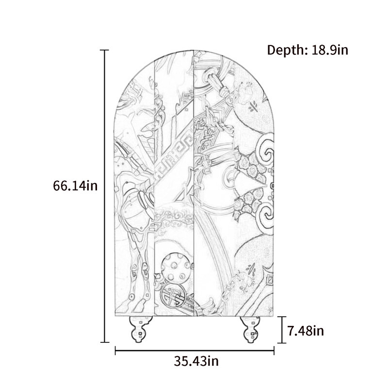 Armoire arquée avec tablettes et portes