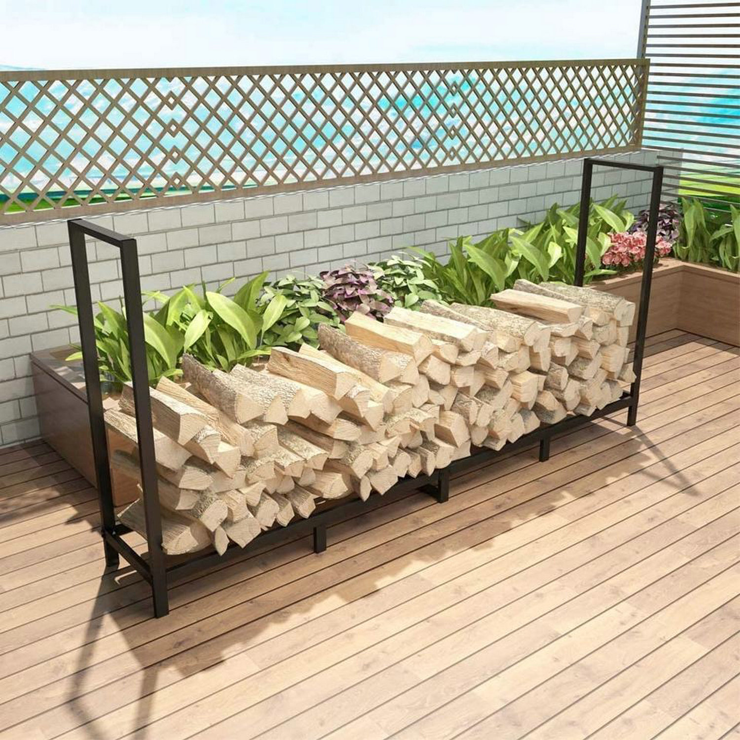 Rebrilliant Navneet 48'' W Metal Log Rack | Wayfair