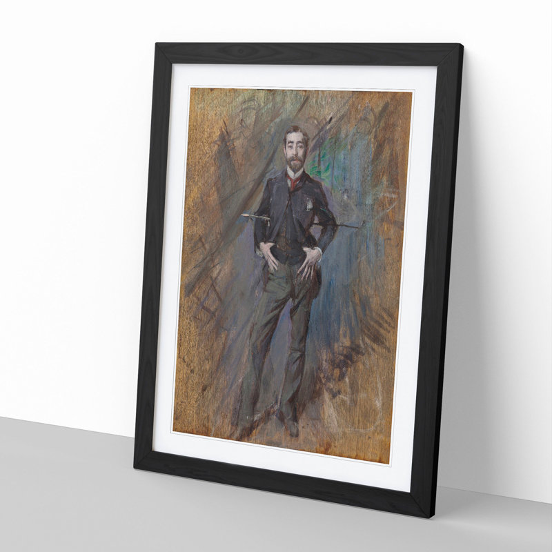 Portrait of John Singer Sargent by Giovanni Boldini - Picture Frame Painting, 36cm H x 27cm W x 2cm D, Black Framed