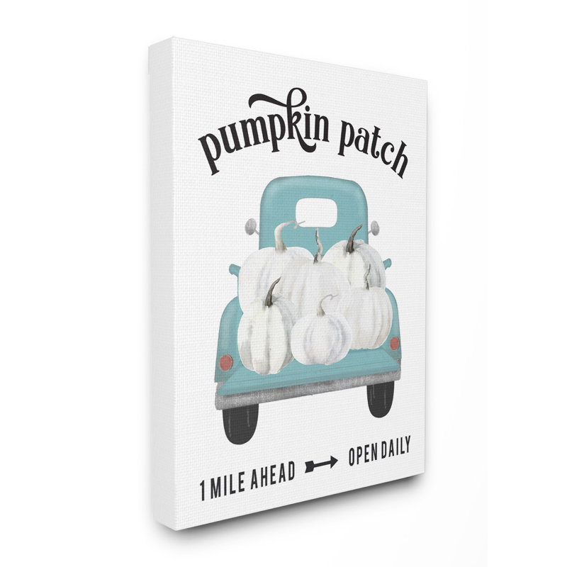 « citrouille patch truck automne automne saison design », art textuel, Toile tendue, H 16 po x l 20 po
