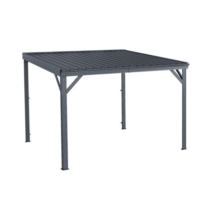Pavillon de jardin incliné 10 'x 10', abri de jardin avec système de drainage intégré, toit en acier galvanisé, abri de patio à toit rigide pour terrasse, porche, cour et plus
