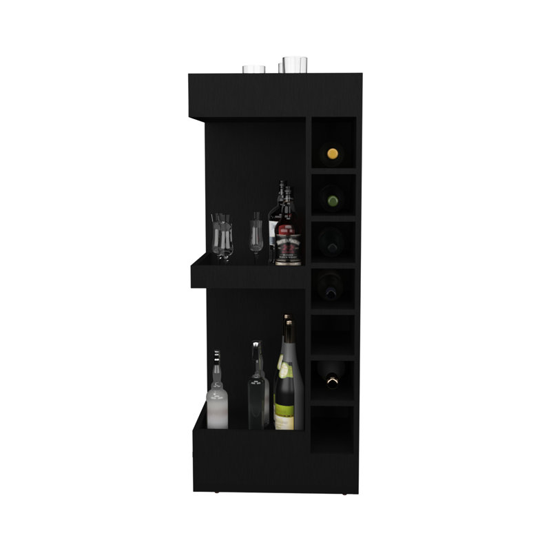 Armoire de bar de 46 po de hauteur avec 46 bouteilles pour recevoir un décor moderne, Noir
