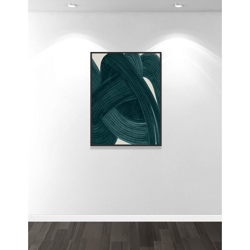 Enchevêtrement dans un imprimé bleu sarcelle par Casa Fine Arts, Toile avec cadre, 31.5'' W x 41.5'' H, Black Floater