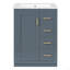 Meuble-lavabo 24 po avec lavabo intégré en céramique, meuble-lavabo à une porte, 3 tiroirs et meuble-lavabo simple pour petite et moyenne salle de bain-929876809
