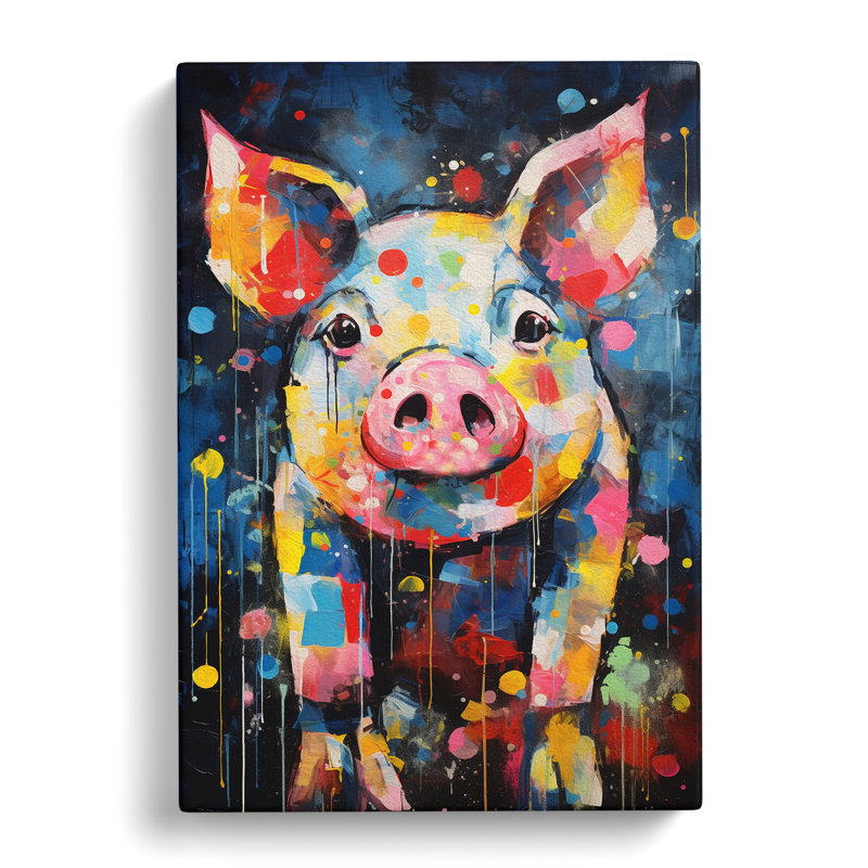 Pig Abstract Art No.2 - Wrapped Canvas, 50cm H x 35cm W x 3cm D