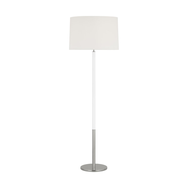 Lampe sur pied 62 po Emilia, Nickel poli avec blanc brillant