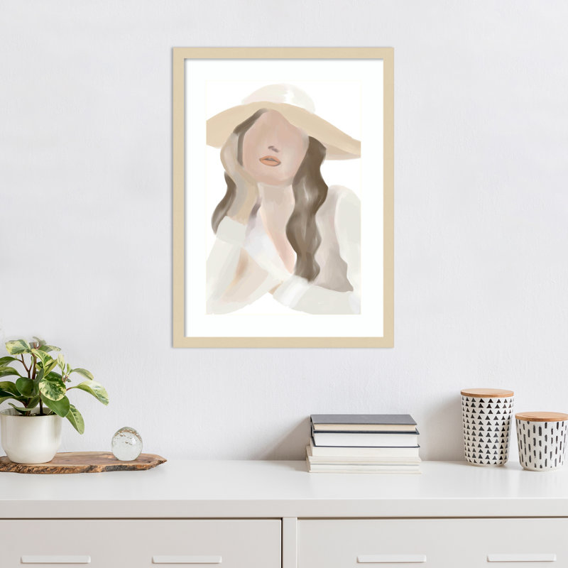 Lady in Neutral by Melloi Art Prints Wood Framed Wall Art Print, H 25 po x l 19 po