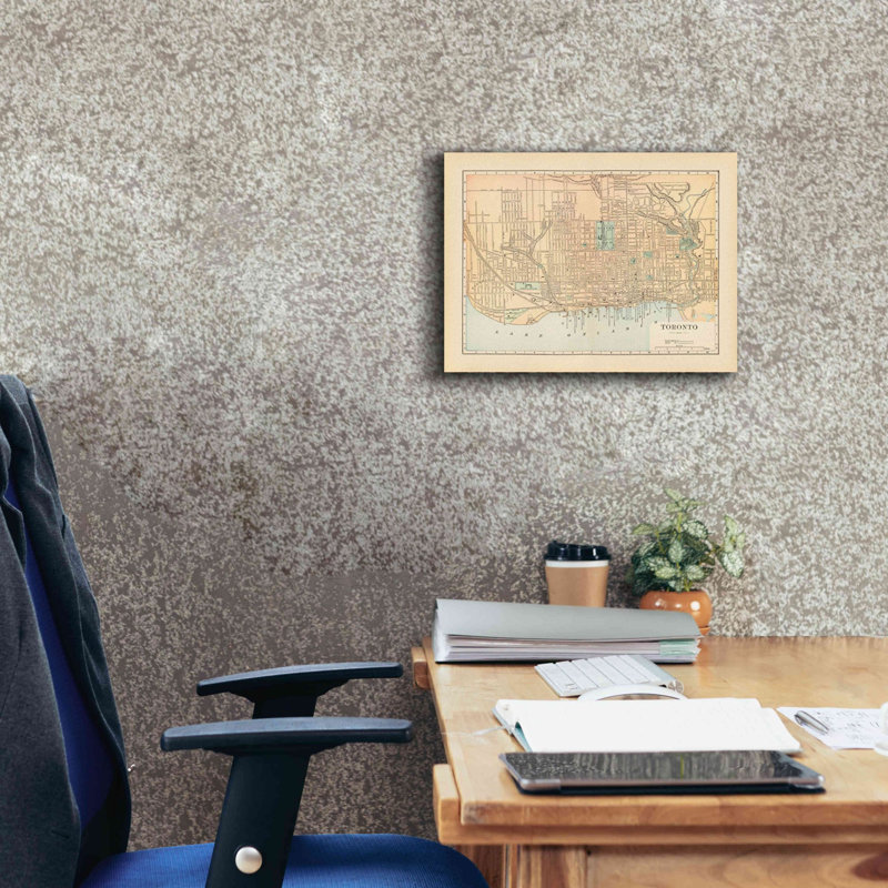 «Map of Toronto» par Wild Apple Portfolio, art mural sur toile, H 12 po x l 16 po x P 0,75 po