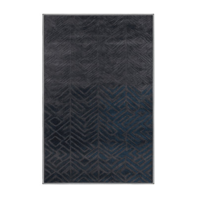 Tapis gris en treillis lavable à la machine