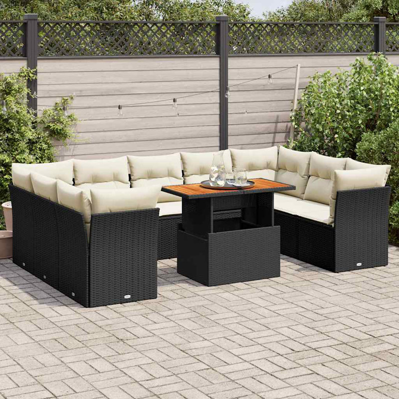 Ensemble de canapé de jardin Vidaxl noir, blanc crème