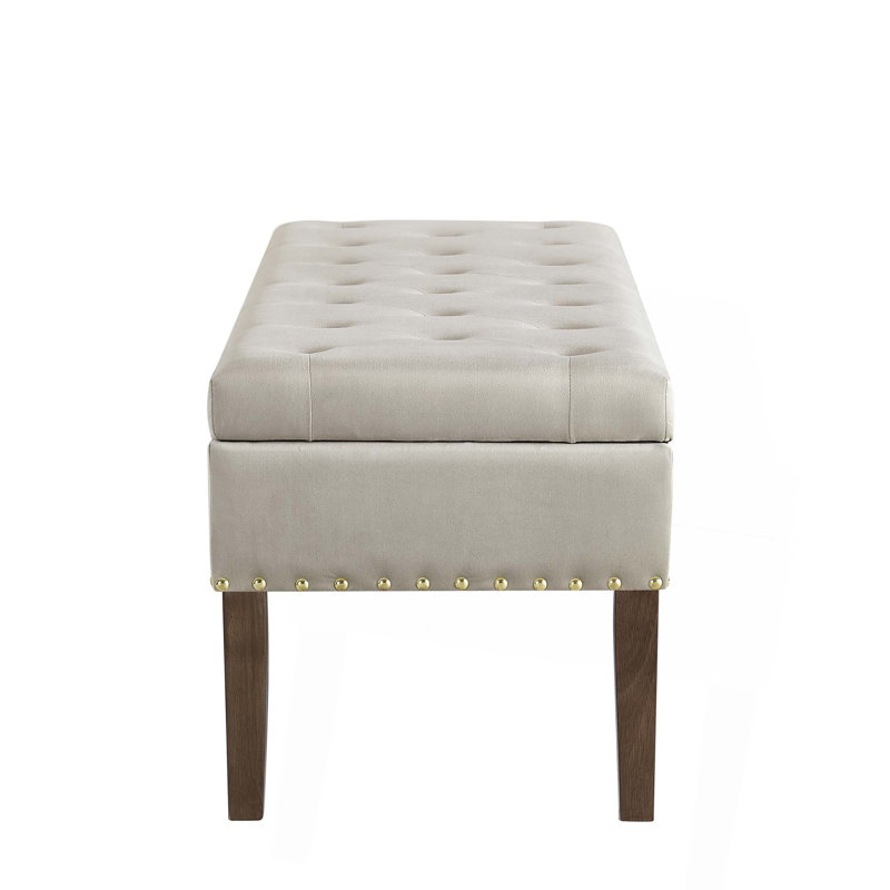 Tufted Bench With Storage, Taupe