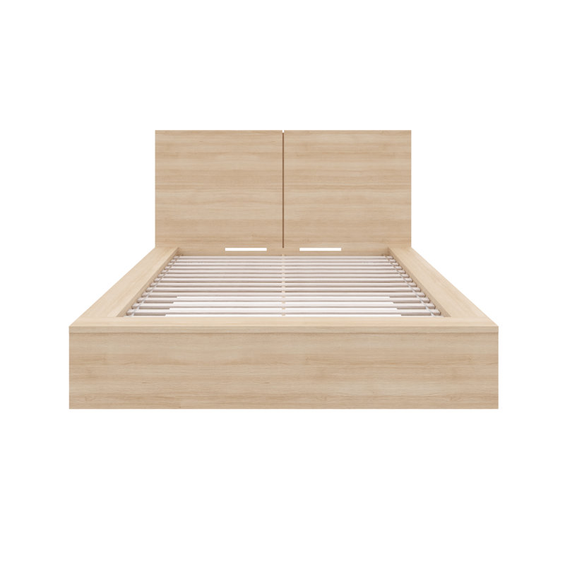 Guendolyn Platform Bed & Headboard, Natural Blonde Oak, King